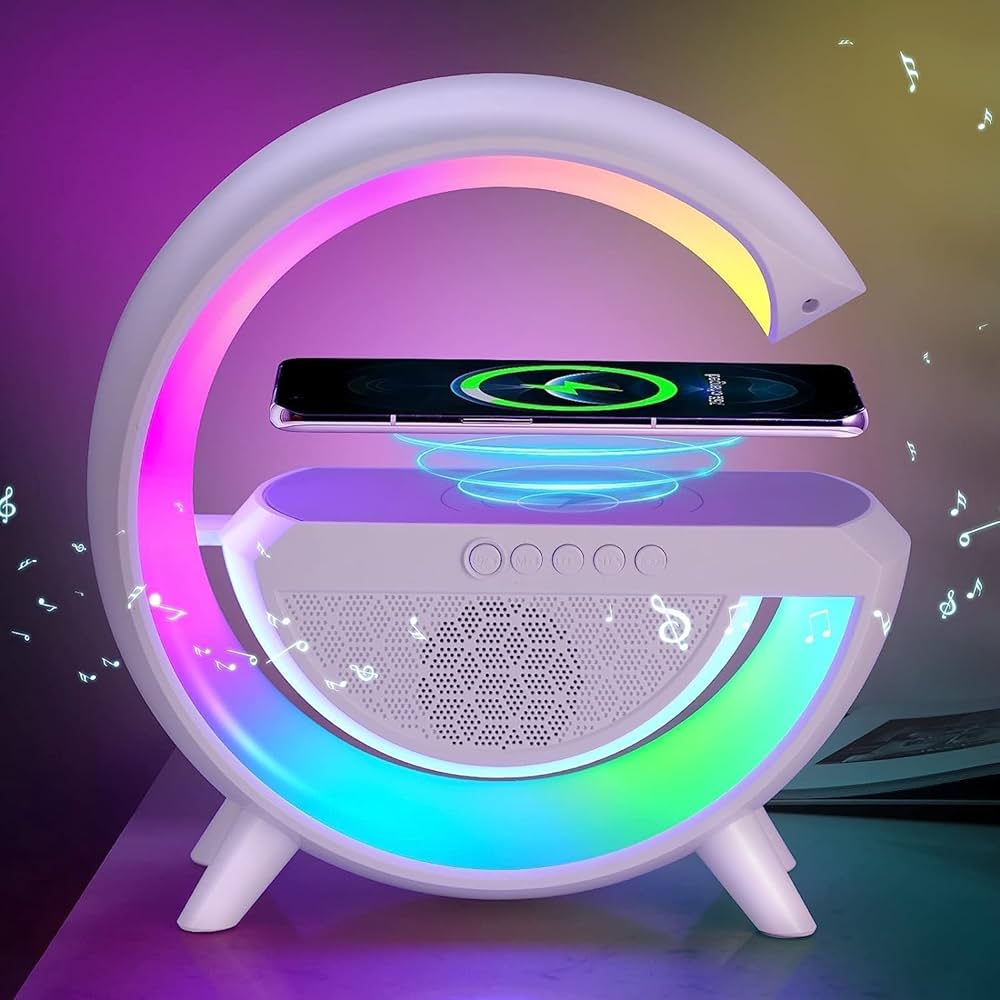 BT-2301 Wireless Kablosuz Şarj Destekli Radyolu Rainbow Aydınlatmalı Bluetooth Hoparlör Fm Radyo