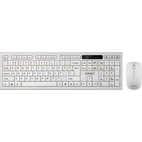 Everest KM-6121 Beyaz Kablosuz Q Slim Klavye + Mouse Set