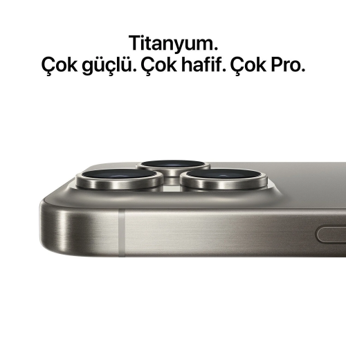 Apple iPhone 15 Pro, 128Gb, Natural Titanium,  8Gb Ram, 6 Çekirdek, 6,1inc Ekran, 12Mpix Ön 48Mpix Arka Kamera, Türkiye Garantili