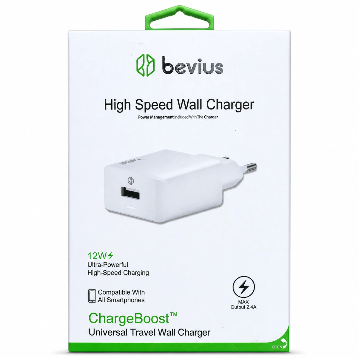 Tek USB Beyaz 12W Işıklı Duvar Şarj Cihazı BVS-CH401