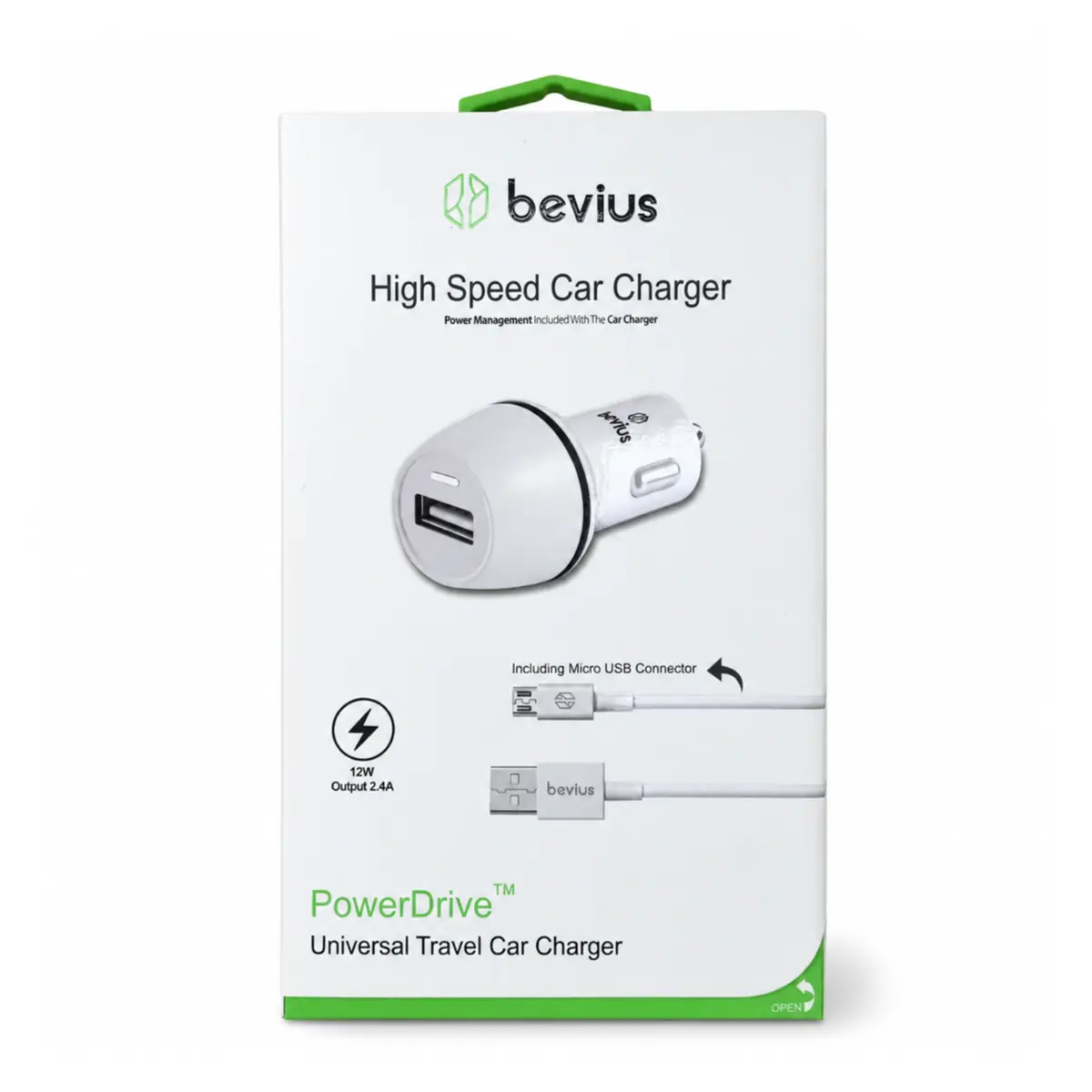 Micro USB Beyaz 12W Kablolu Araç Şarj Cihazı Bevius BVS-AU509