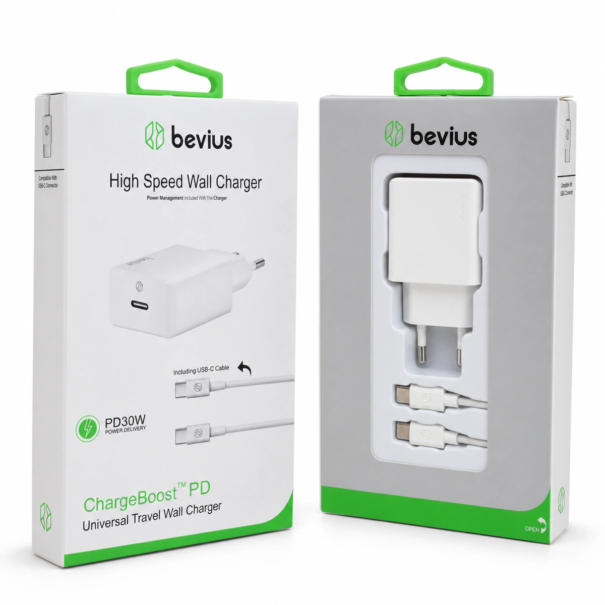 Type-C to Type-C Beyaz 30W PD Kablolu Duvar Şarj Cihazı BVS-CH414