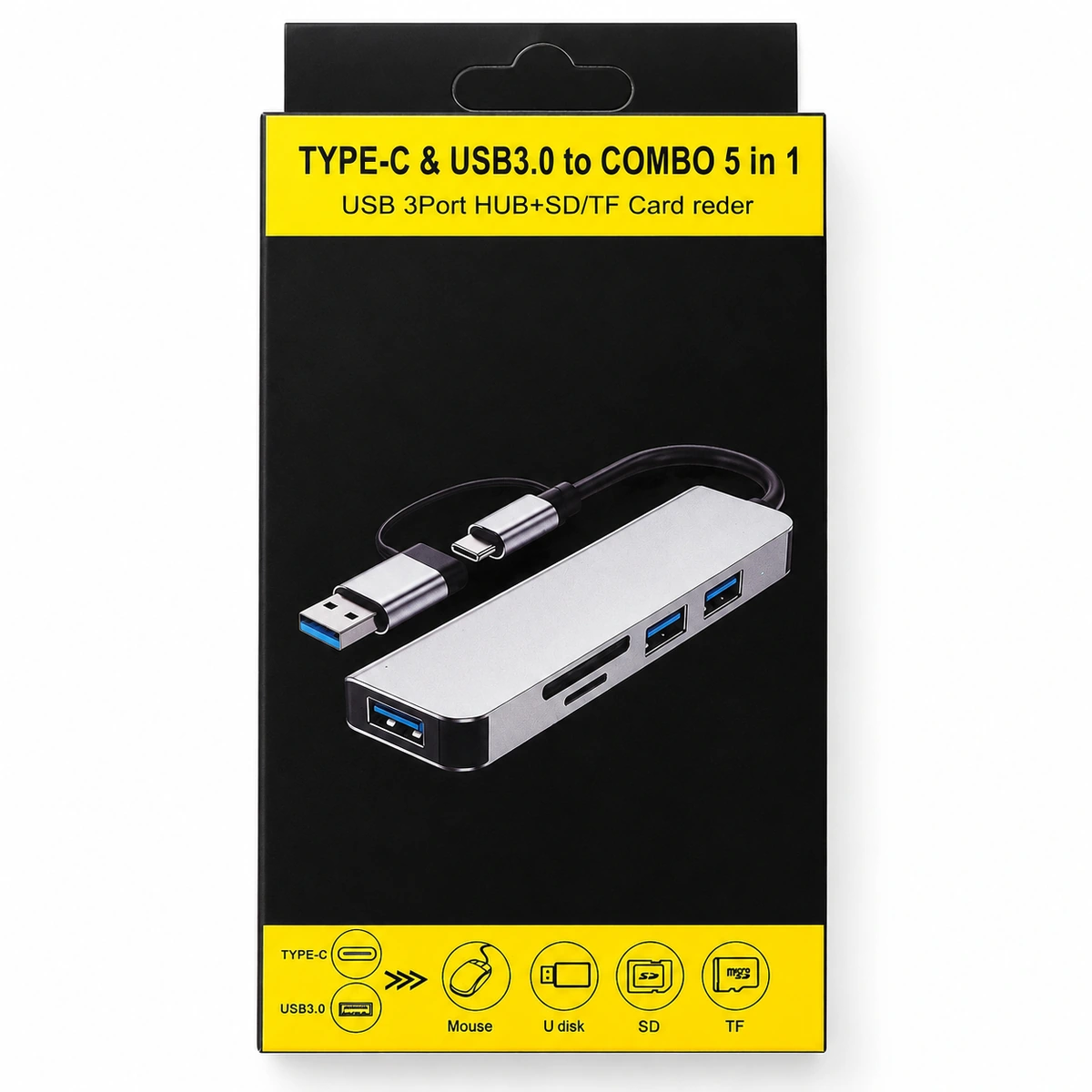 5in1 USB 3.0 Type-C 3 Port Hub SD/TF Kart Okuyucu