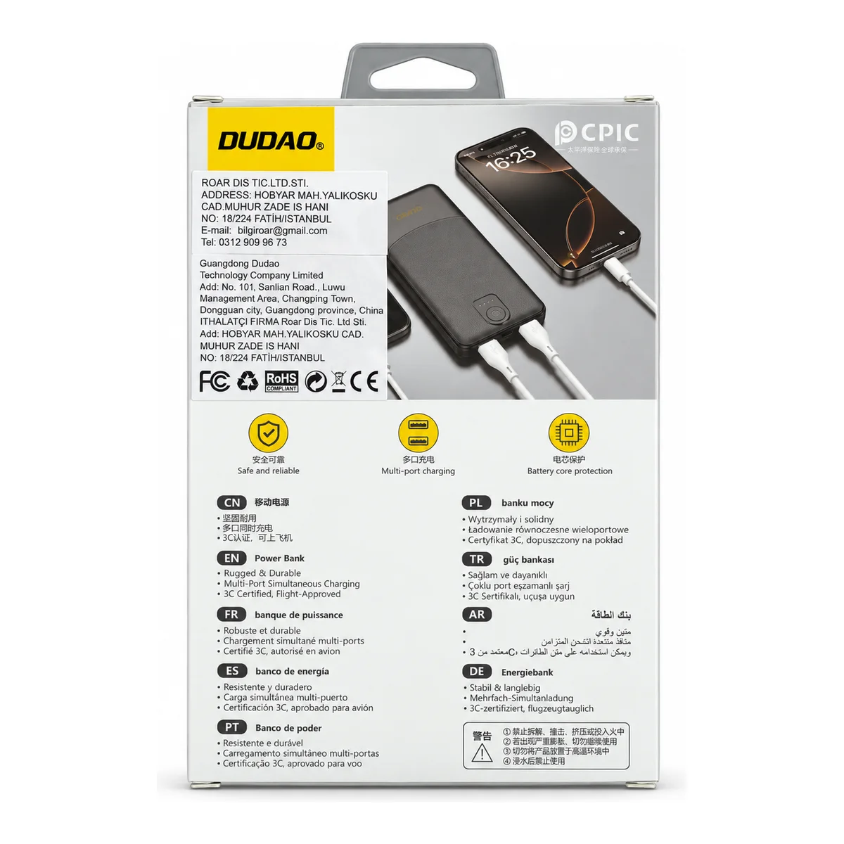 DUDAO K10 10.000 mAh 3 Portlu Powerbank