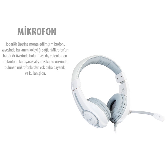 RAMPAGE SN-R1 Stereo 3.5mm Jack Beyaz-Gri Gaming Mikrofonlu Kulaklık