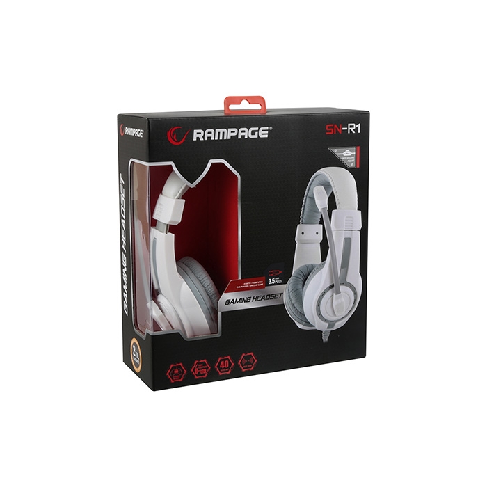 RAMPAGE SN-R1 Stereo 3.5mm Jack Beyaz-Gri Gaming Mikrofonlu Kulaklık