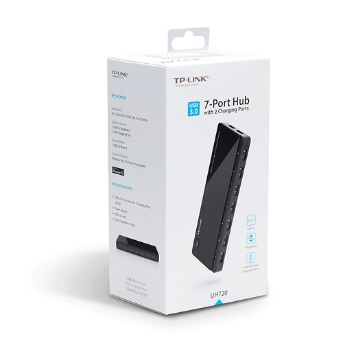 TP-LINK UH720 7port USB 3.0 Siyah USB Çoklayıcı Hub Adaptörlü