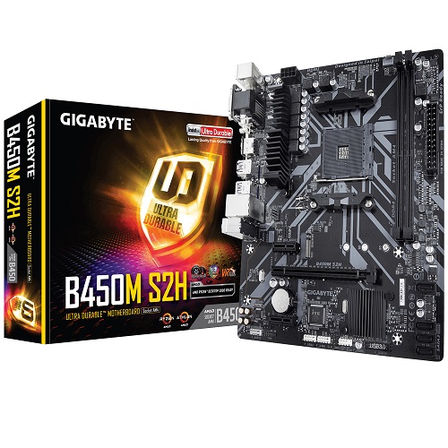 GIGABYTE B450M-S2H DDR4 M2 PCIe NVME HDMI DVI PCIe 16X v3.0 AM4 mATX