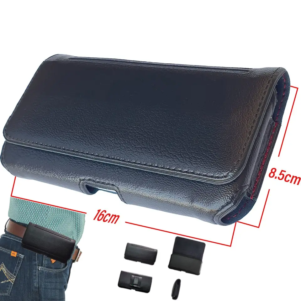 Bele Takılan Kapaklı Mıknatıslı Suni Deri Telefon Kemer Kılıfı (16 x 8.5 cm) MSK01