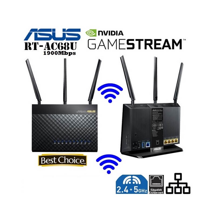 ASUS RT-AC68U 1900mbps AC1900 Dual Band EV Ofis Tipi 3G-4G Router 3x harici anten Kutu Açık