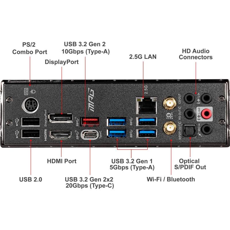 MSI MPG Z490 GAMING EDGE WIFI DDR4 M2 PCIe NVME HDMI DP PCIe 16X v3.0 1200p ATX