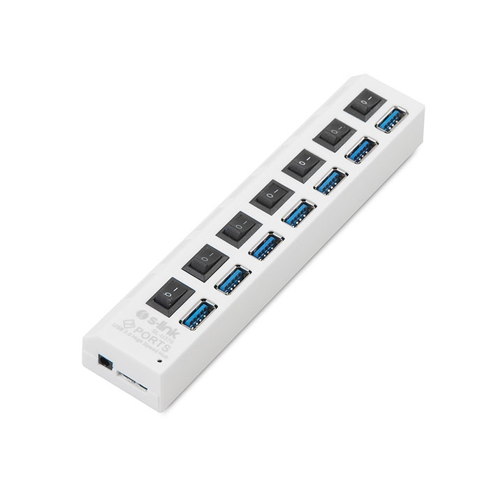 S-LINK SL-U370 7port USB 3.0 Beyaz USB Çoklayıcı Hub Anahtarlı
