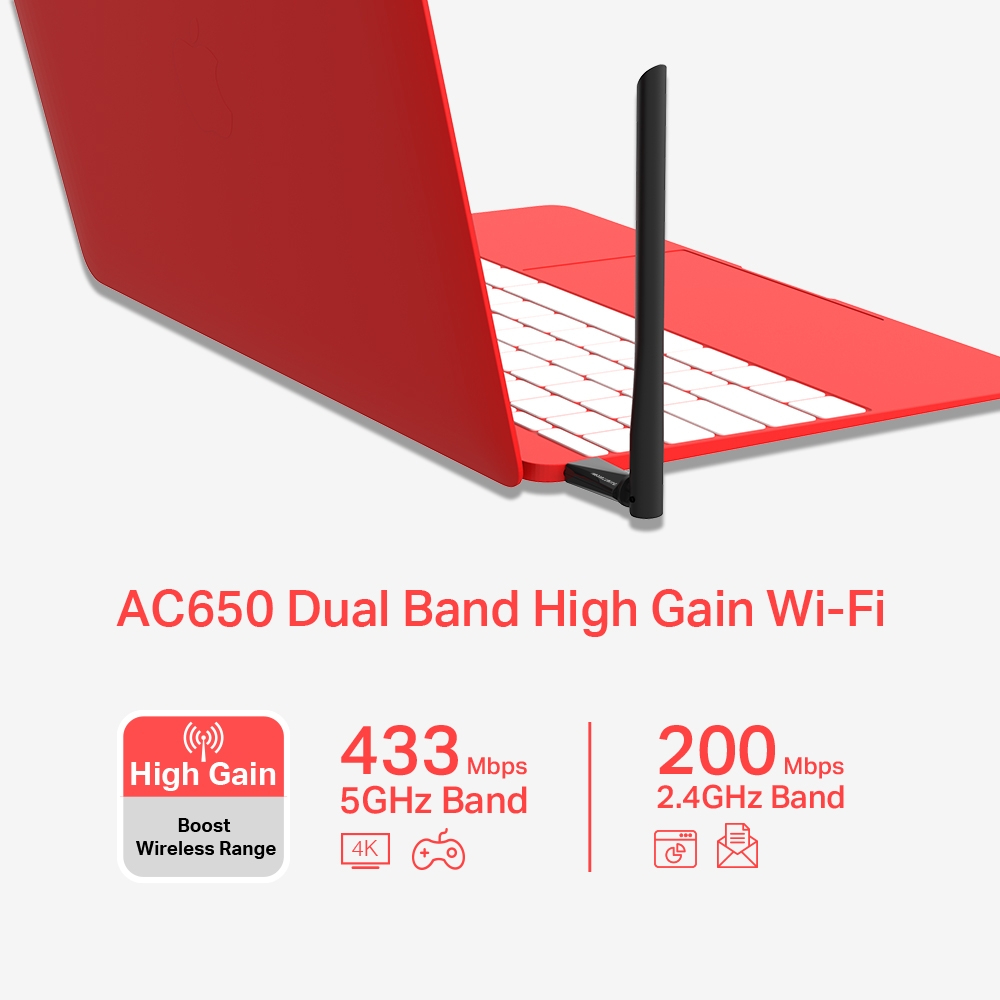 MERCUSYS MU6H 650mbps Dual Band USB 3.0 Kablosuz Adaptör