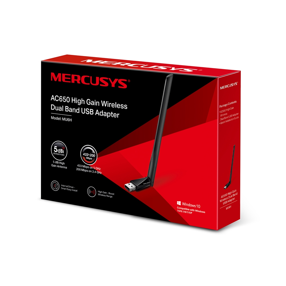 MERCUSYS MU6H 650mbps Dual Band USB 3.0 Kablosuz Adaptör