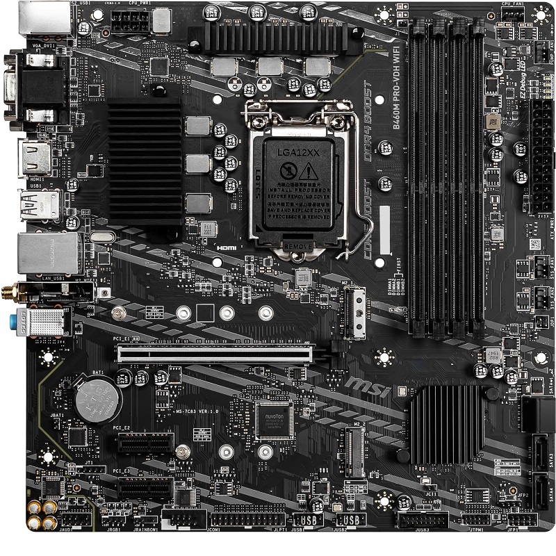MSI MAG B460M PRO-VDH WIFI DDR4 M2 PCIe NVME HDMI DVI PCIe 16X v3.0 1200p mATX