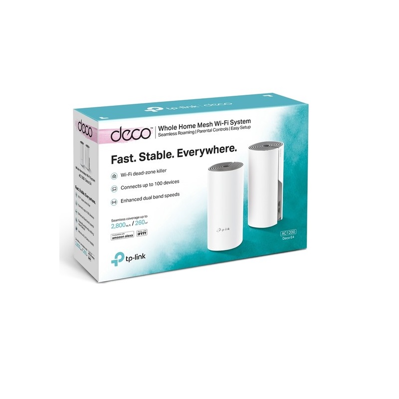 TP-LINK DECO E4-2P 1200mbps AC1200 Dual Band EV Ofis Tipi Mesh Router 2-li paket