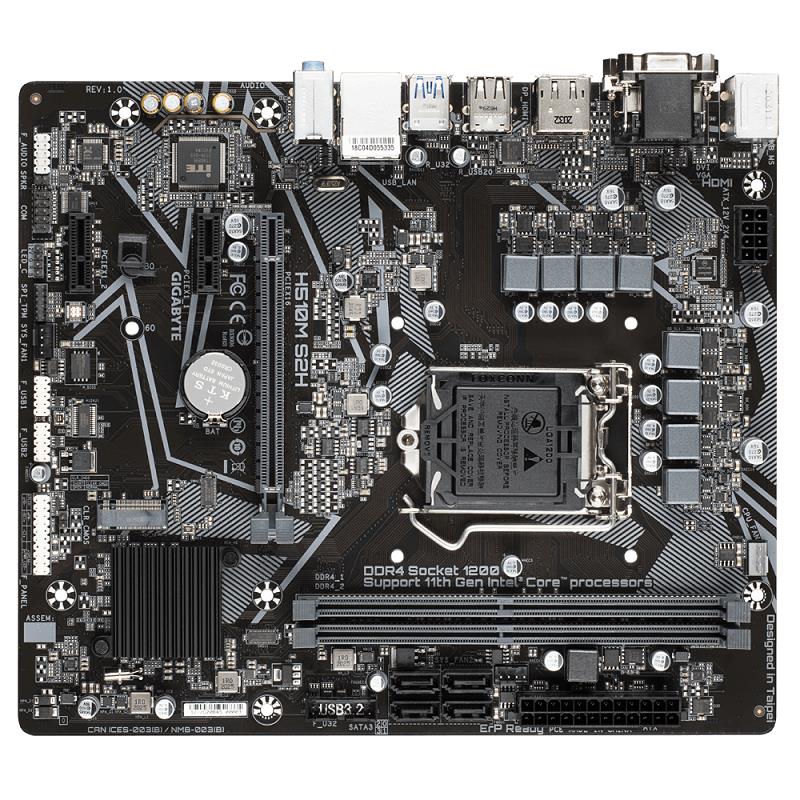 GIGABYTE H510M S2H DDR4 M2 PCIe NVME HDMI DVI DP PCIe 16X v4.0 1200p v2 mATX