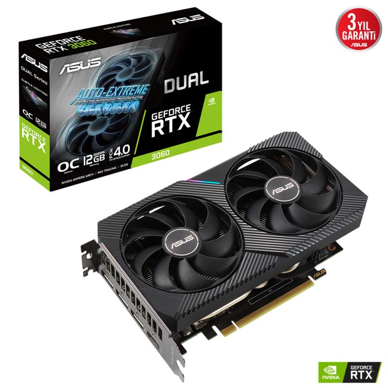 ASUS RTX3060 12GB DUAL RTX3060-O12G-V2 GDDR6 192bit HDMI DP PCIe 16X v4.0