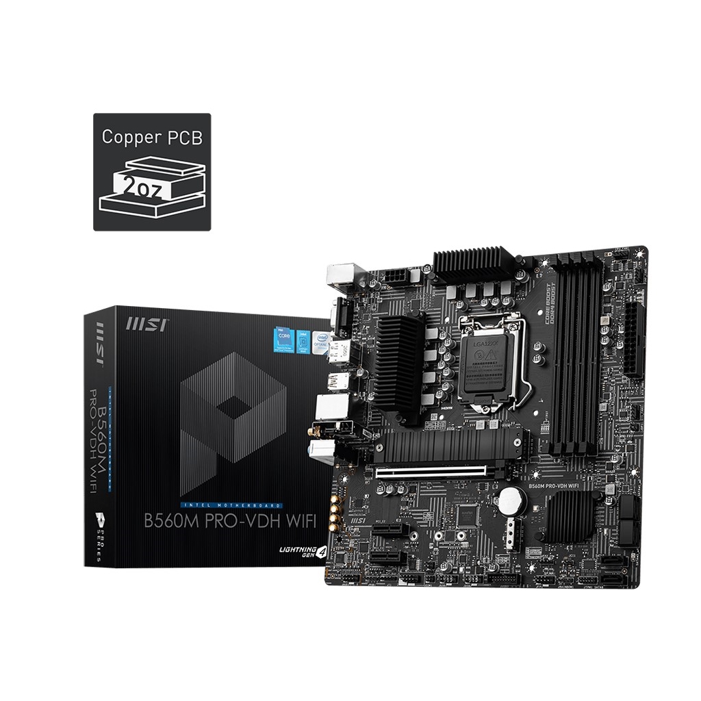 MSI B560M PRO-VDH WIFI DDR4 M2 PCIe NVME HDMI DP PCIe 16X v4.0 1200p v2 mATX