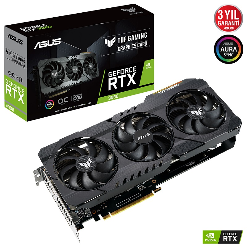 ASUS RTX3060 12GB TUF RTX3060-O12G-V2 GAMING GDDR6 192bit HDMI DP PCIe 16X v4.0