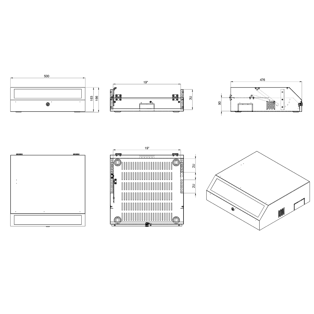 AGER 7U: 3U+4U 500X480mm Duvar Tipi Beyaz Kabinet Slimline AG-SL07U5048B1
