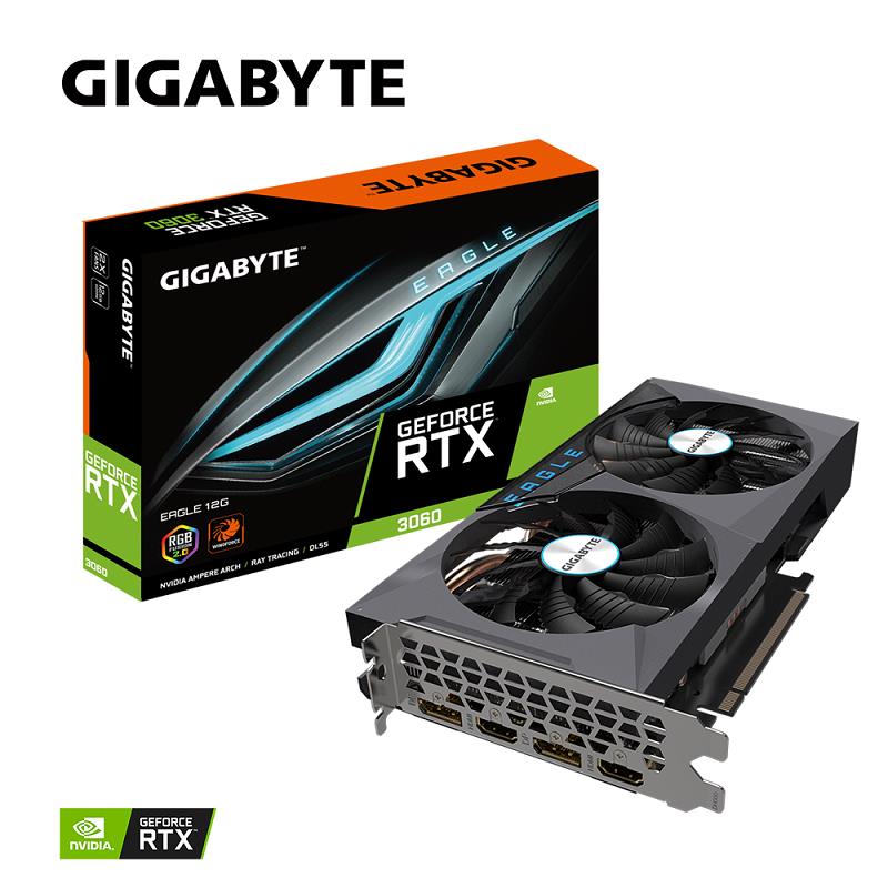 GIGABYTE RTX3060 12GB EAGLE GV-N3060EAGLE-12GD GDDR6 192bit HDMI DP PCIe 16X v4.0