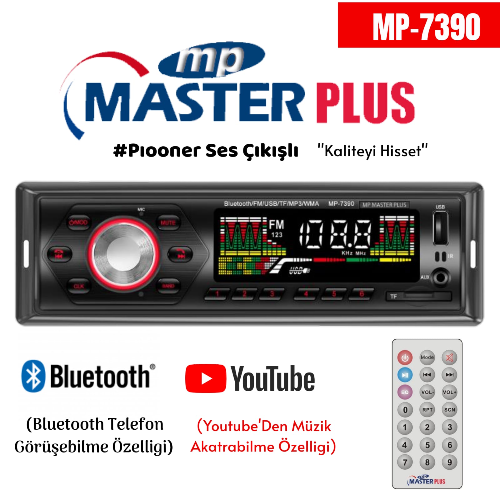 Pioneer Ses Çıkışlı Oto Teyip Masterplus MP-7390