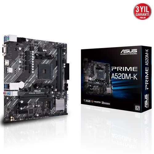 Asus Prime A520M-K AMD A520 Soket AM4 DDR4 4600(OC)MHz mATX Anakart