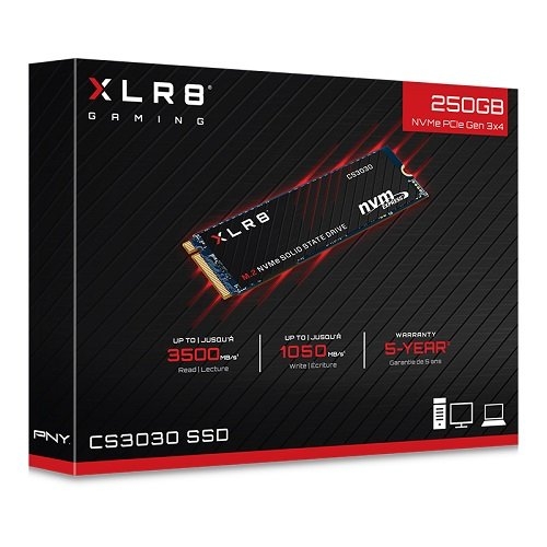 PNY XLR8 CS3030 M280CS3030-250-RB 250GB 3500/1050MB/s PCIe NVMe M.2 SSD Disk