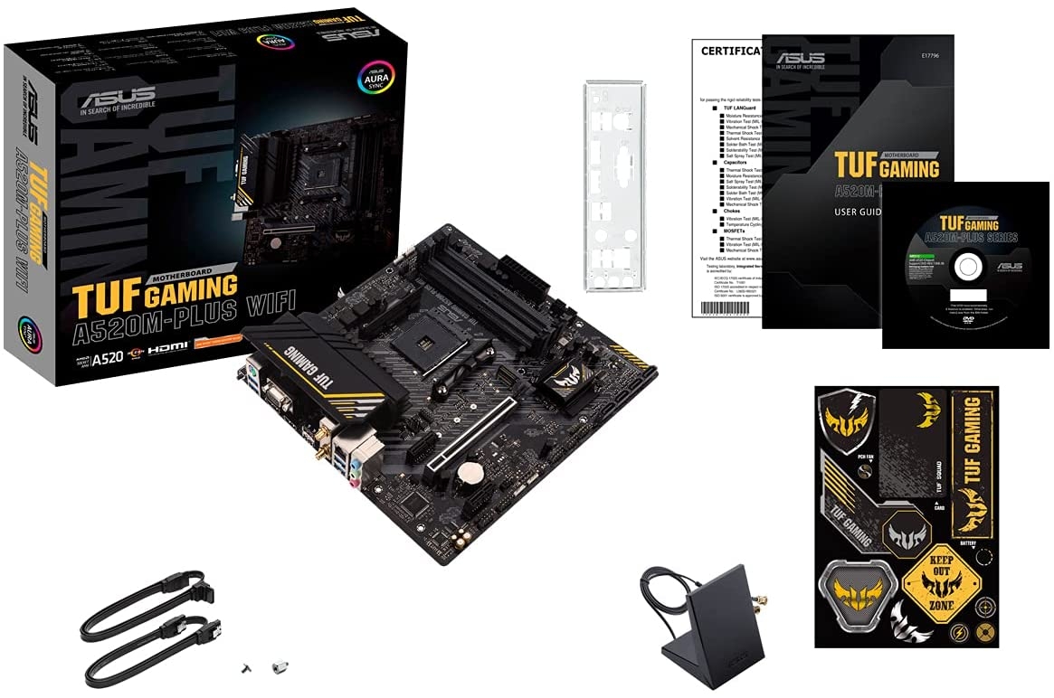 Asus TUF Gaming A520M-Plus WIFI AMD A520 Soket AM4 DDR4 4800(OC)MHz mATX Gaming (Oyuncu) Anakart
