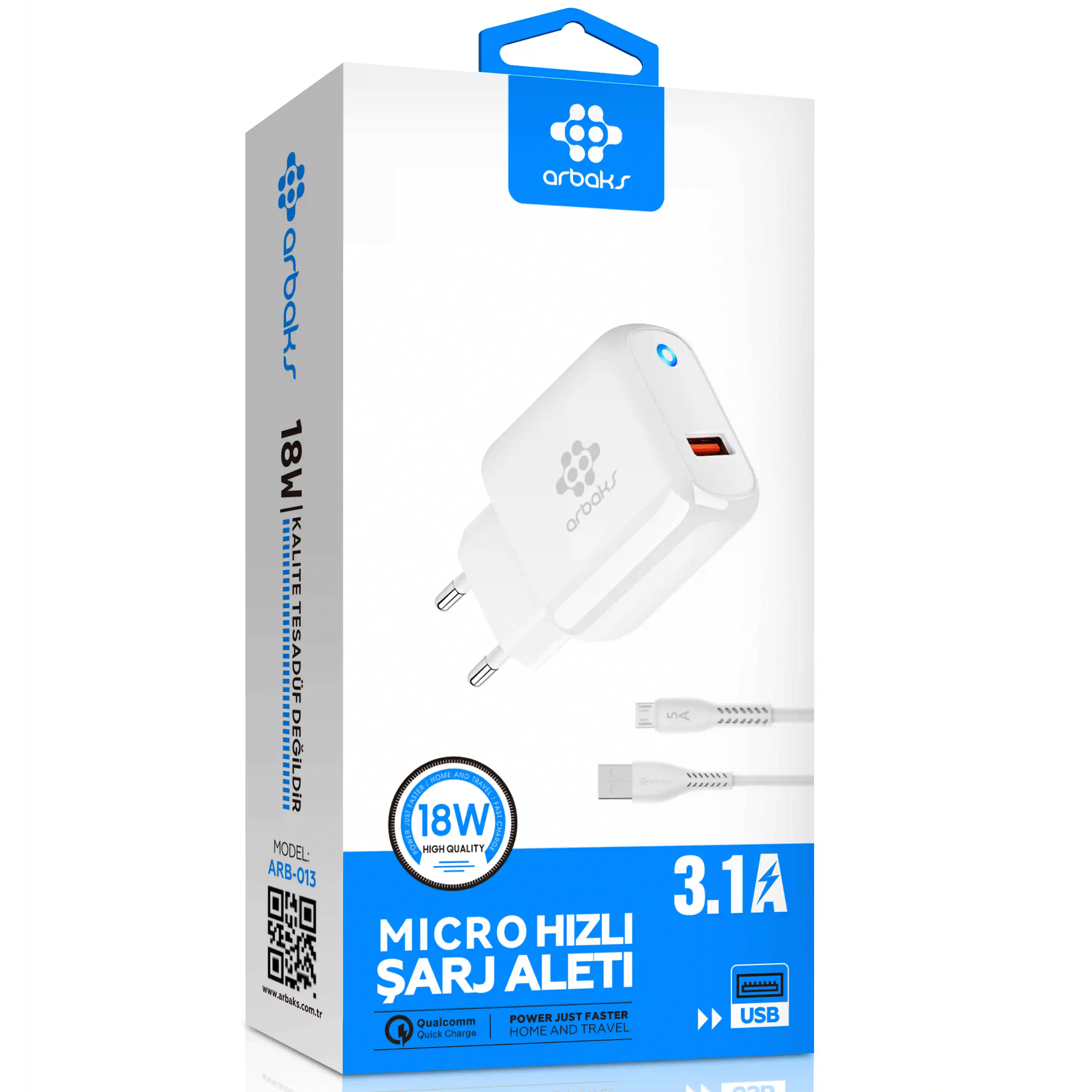 18W Micro Hızlı Şarj Aleti 3.1A USB Adaptör ARB-013