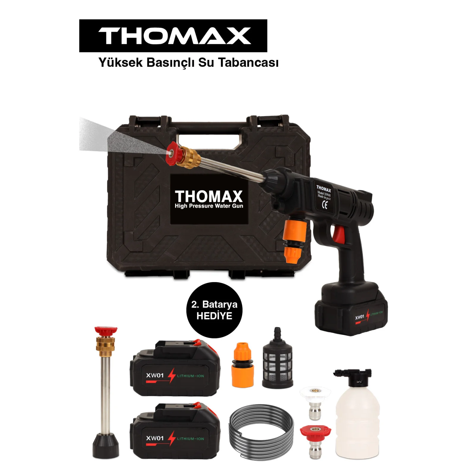 Thomax Siyah Araç Yıkama Makinesi Ve Oto Yıkama Tabancası