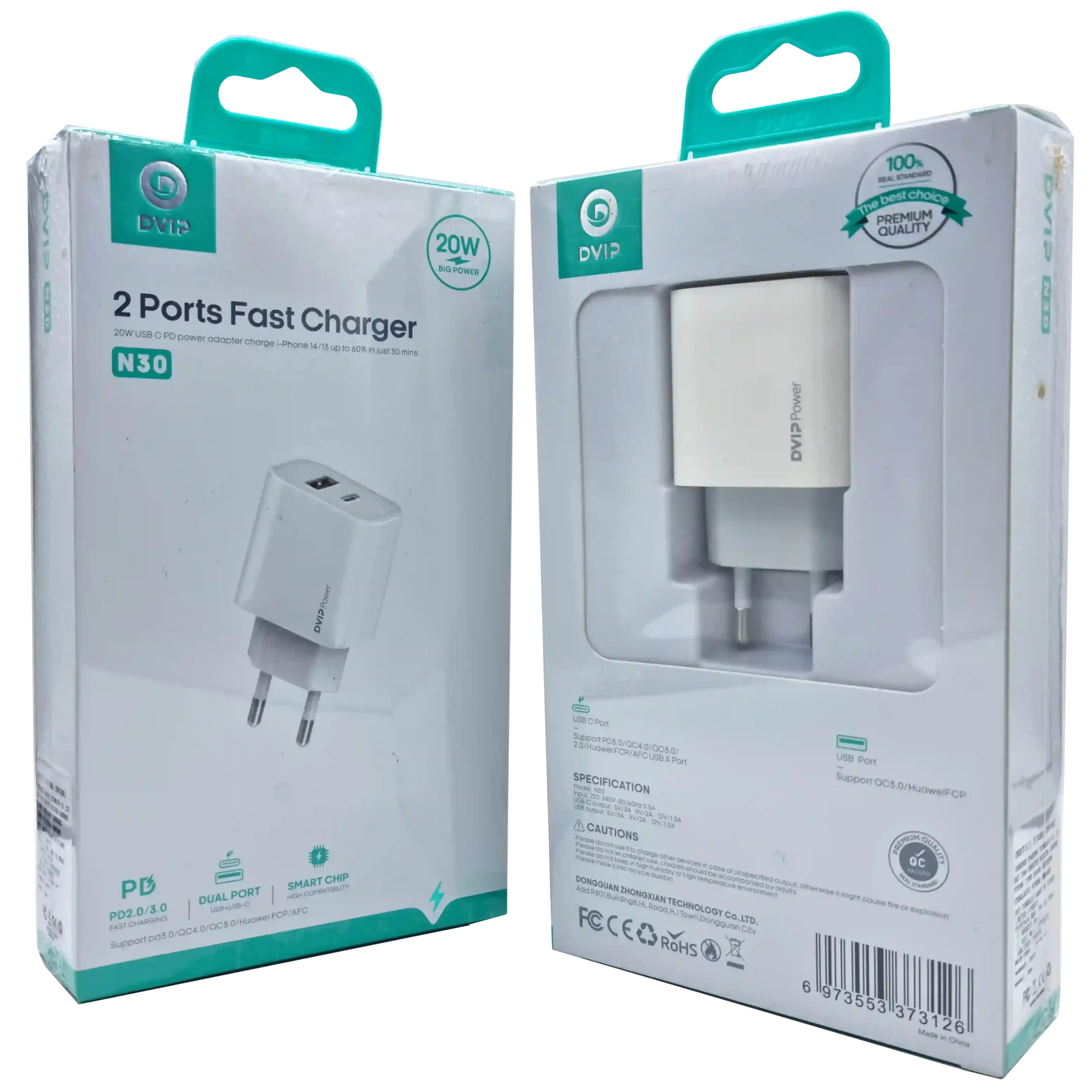 20W PD + Qc3.0 Usb Çift Girişli Şarj Başlığı DVIP N30