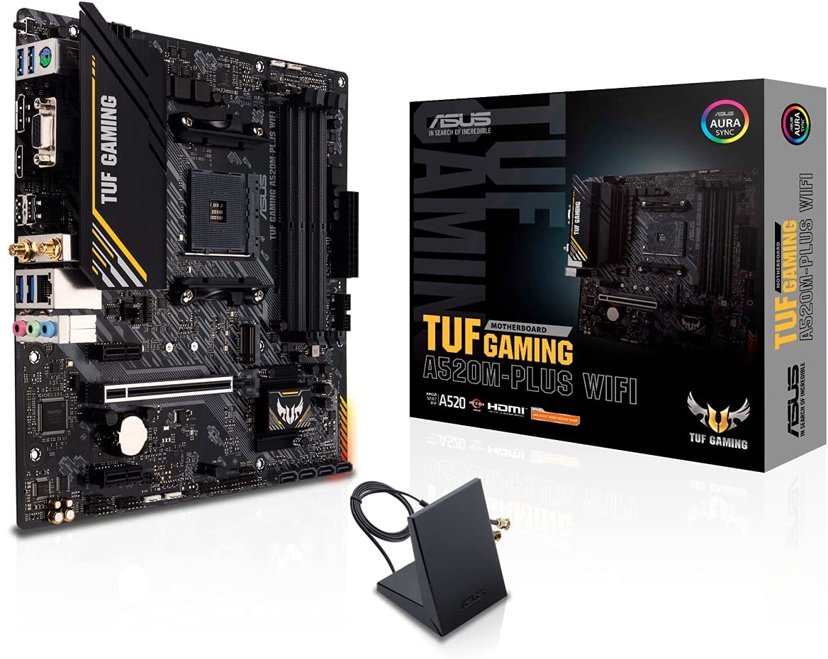 Asus TUF Gaming A520M-Plus WIFI AMD A520 Soket AM4 DDR4 4800(OC)MHz mATX Gaming (Oyuncu) Anakart