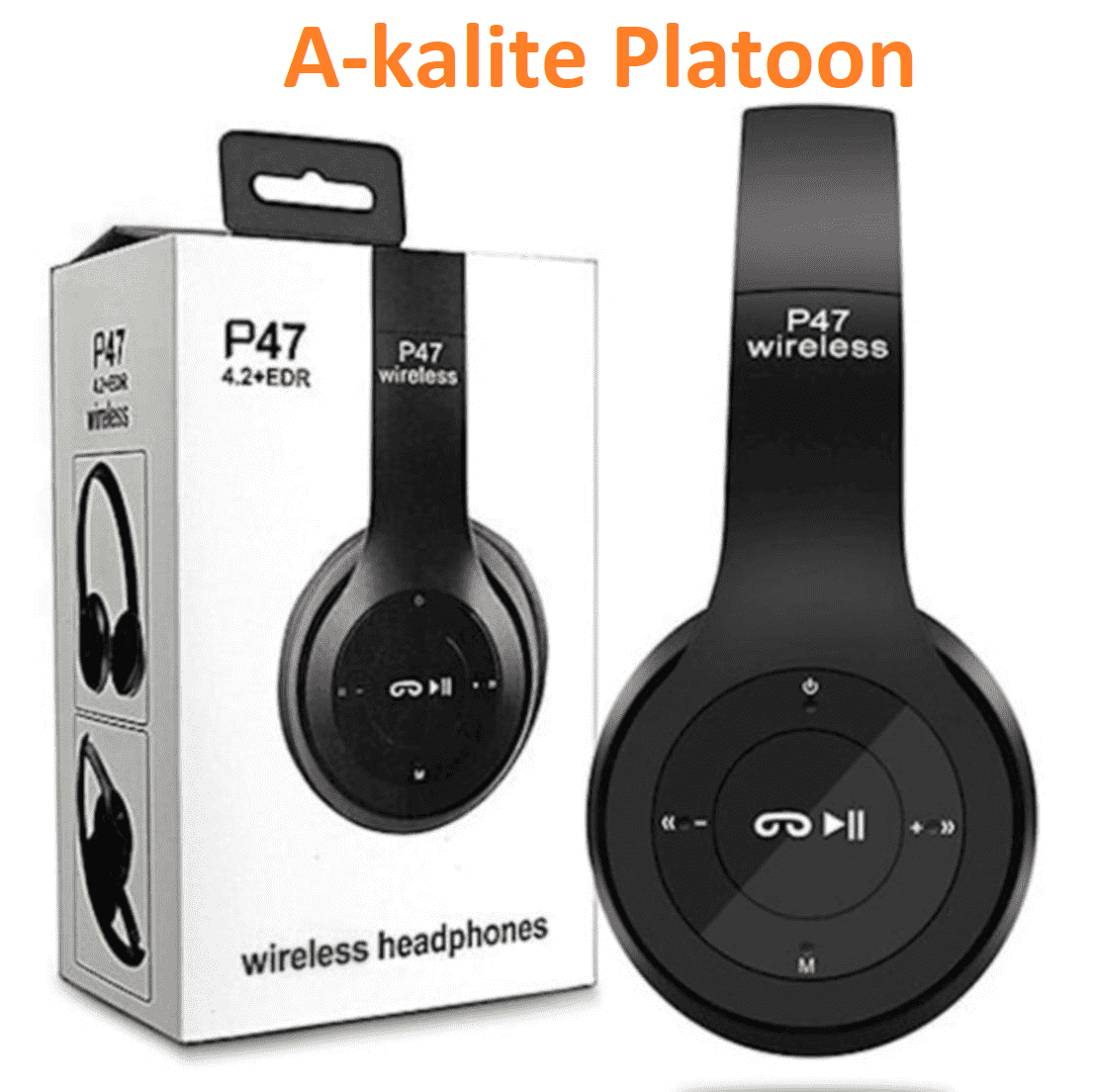 P47 Bluetooth Kablosuz Kulaklık Platoon PL-2387 (Siyah-Beyaz)