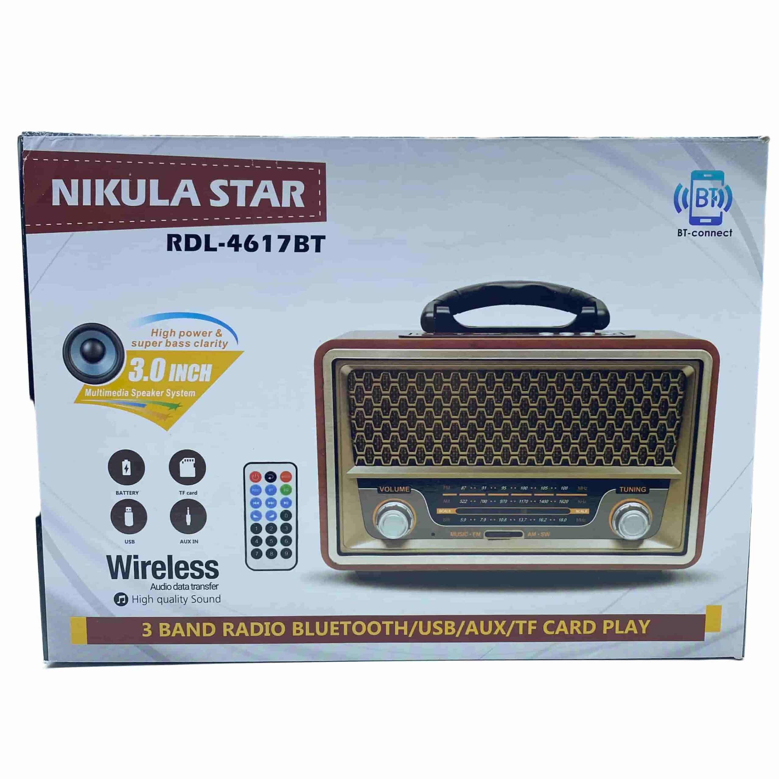 Nikula Star (TF Card-Bluetooth-Usb-Aux) Kumandalı Radyo RDL-4617BT