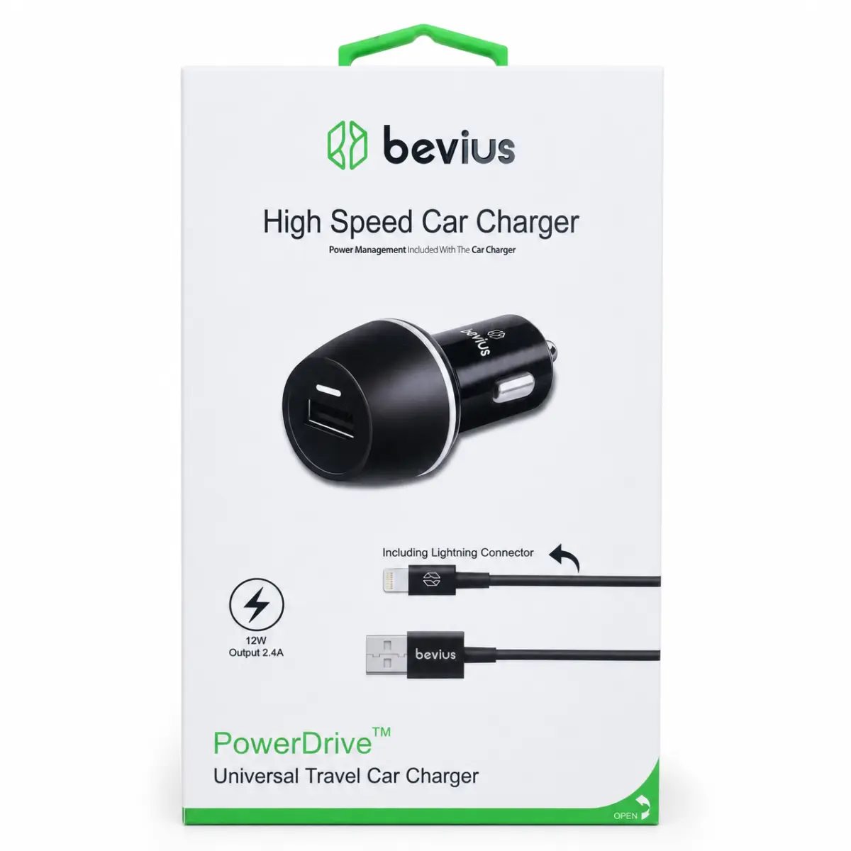 Lightning Siyah 12W Kablolu Araç Şarj Cihazı BVS-AU511