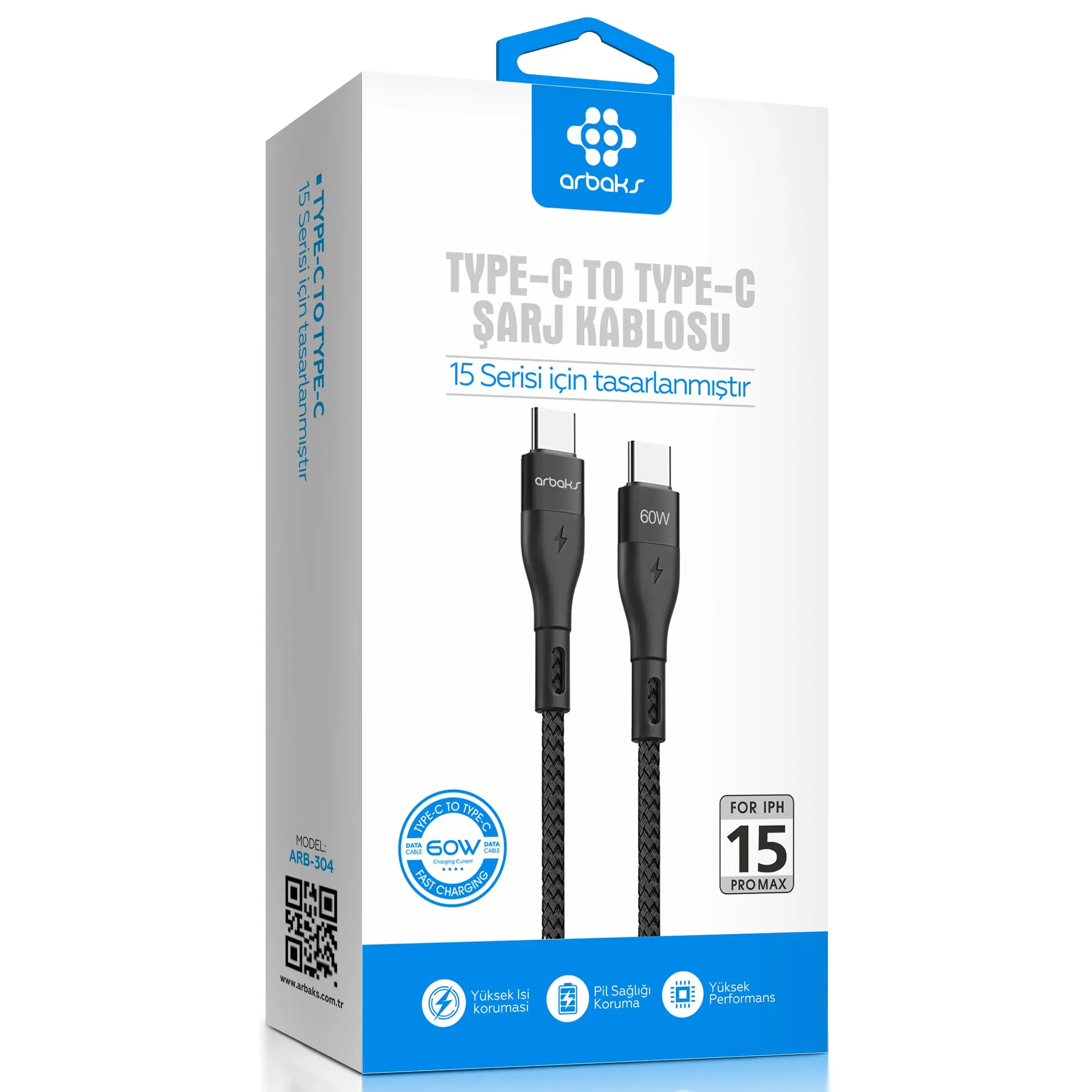 60W Iphone 16 TYPE-C To TYPE-C Usb Şarj Kablosu Arb-317