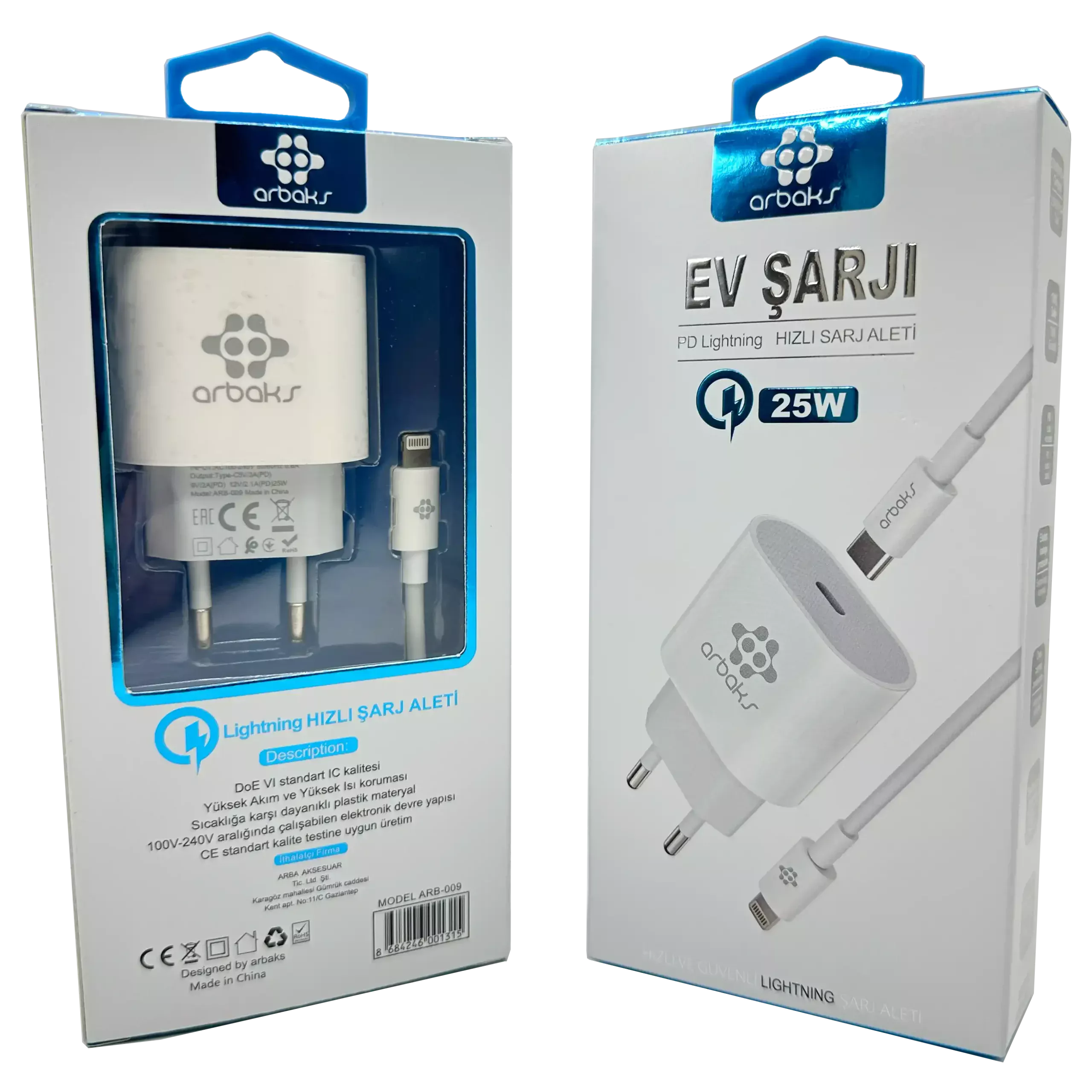 25W PD QC3 TYPE-C To İphone Şarj Aleti Arbaks ARB-013L
