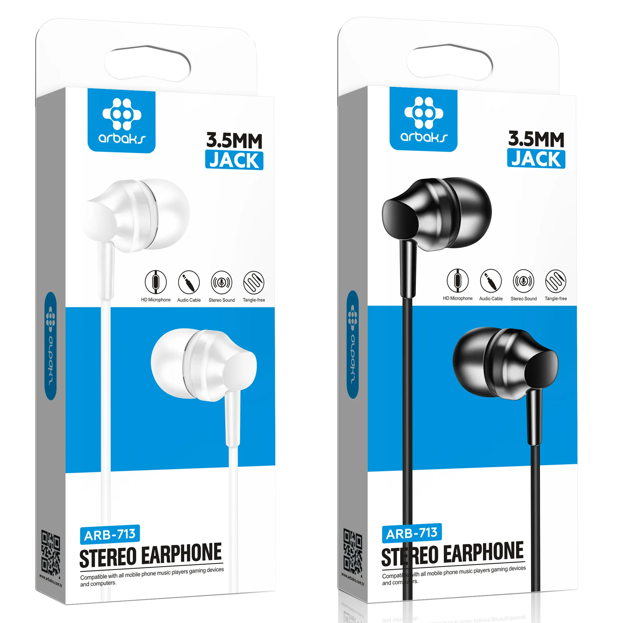 3.5mm Mikrofonlu Kulaklık Arbaks ARB-713 (BEYAZ/SİYAH)