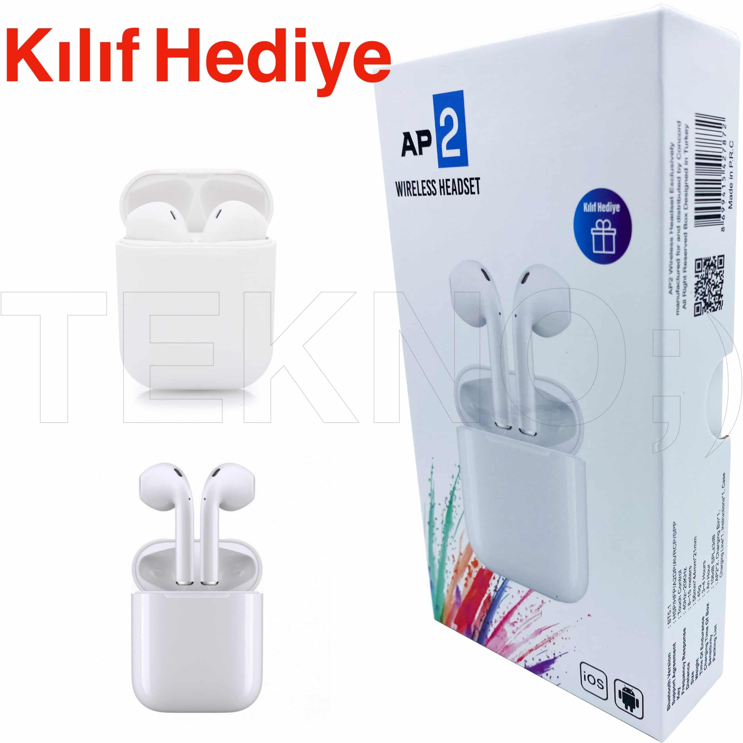 Airpods 2 Wireless Kulaklık + Kılıf Hediye AP2 (Lacivert)
