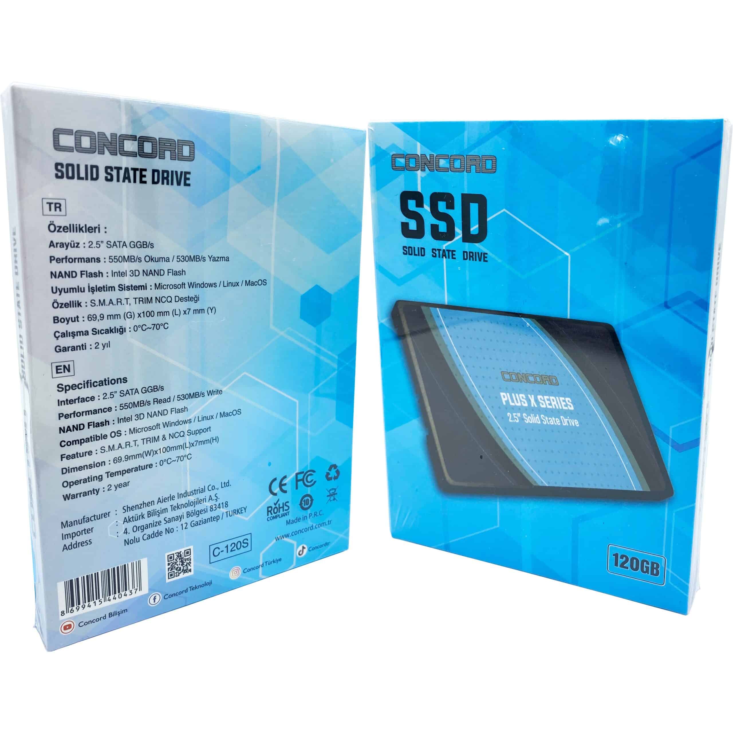 120GB SSD 2.5″ Sata (Okuma 550MB / Yazma 530MB) C-120S