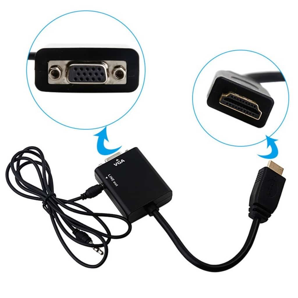 HDMI To VGA Adapter 25 CM + Aux Cable C-845