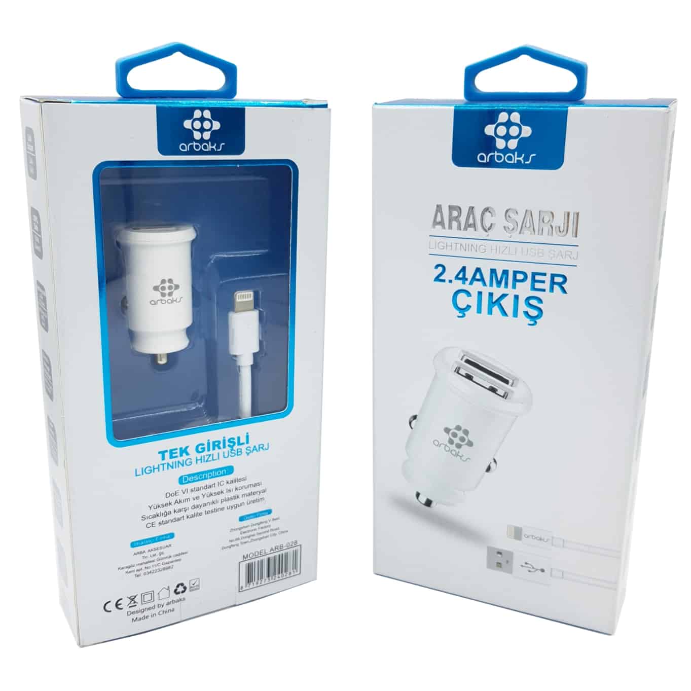 (İphone) 2.4A Çift Girişli Araç Şarjı ARB-028