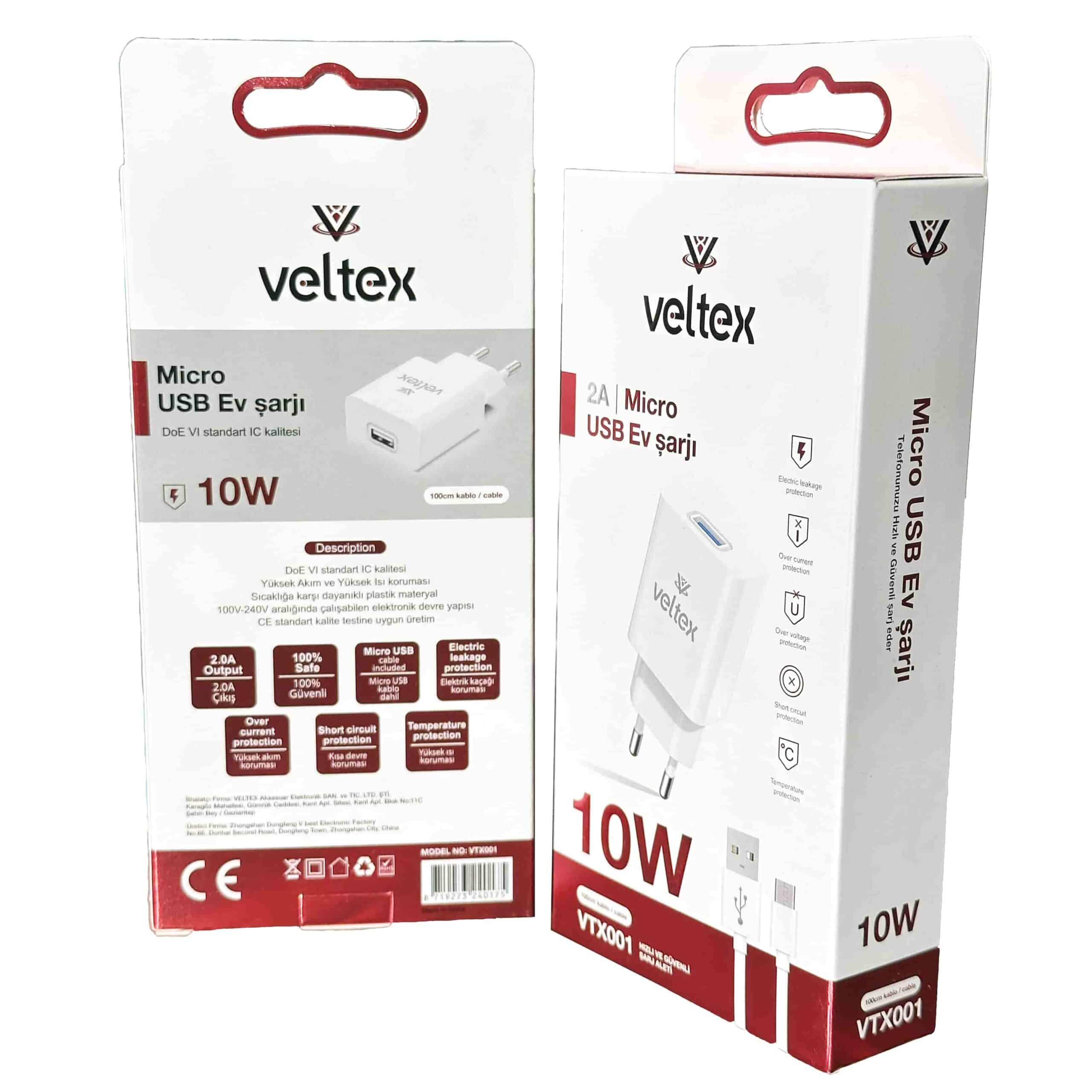 10W 2A (Micro) Şarj Aleti Veltex VTX-001