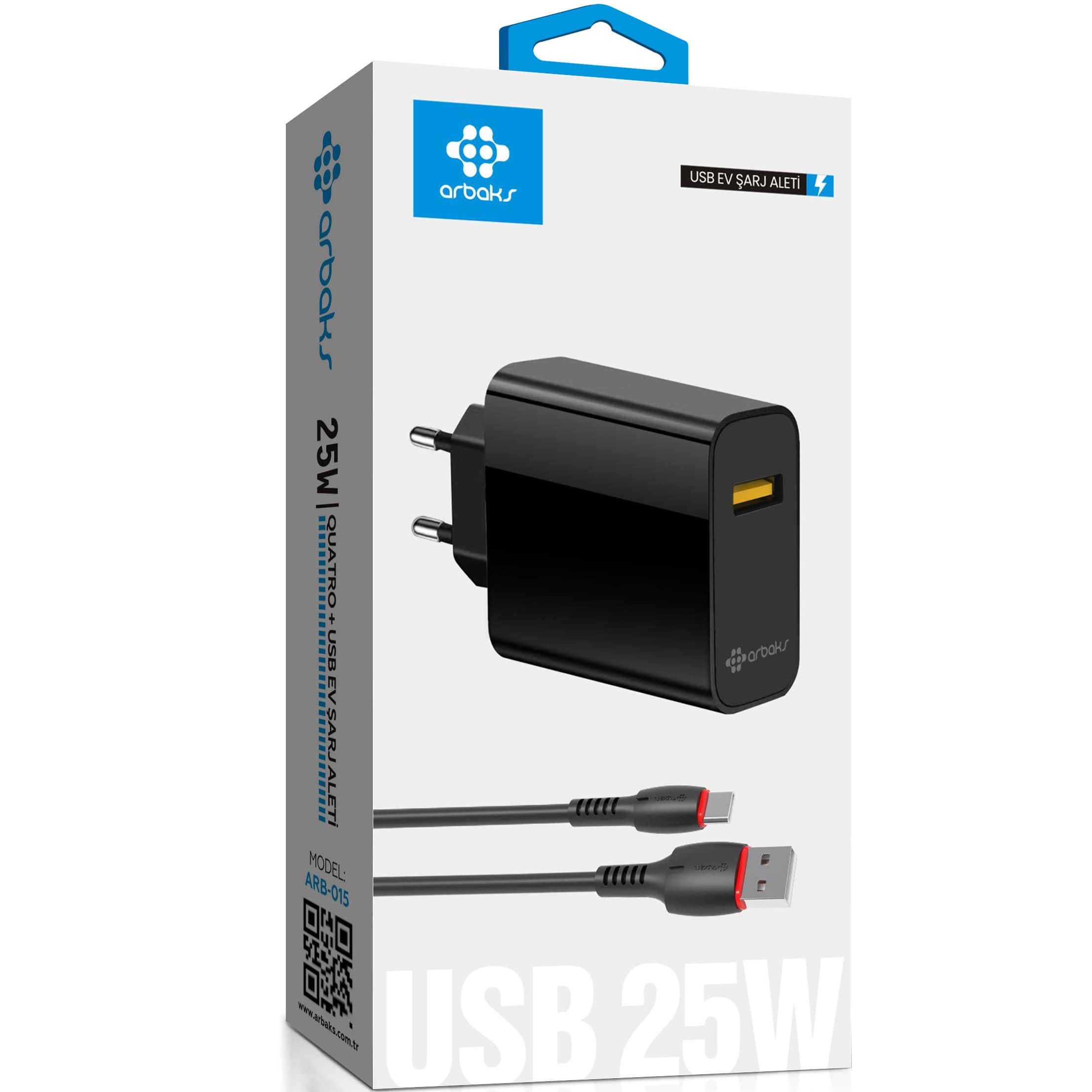 4.1A 25W QC3 TYPE-C Hızlı Şarj Aleti Arbaks Arb-015