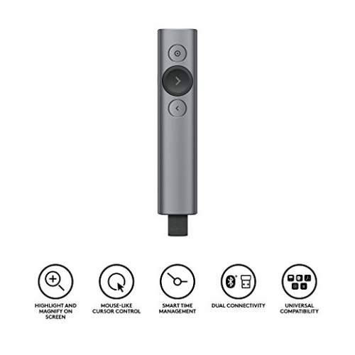 LOGITECH 910-004861, Spotlight Wireless Presenter, Sunum Cihazı (Gri)