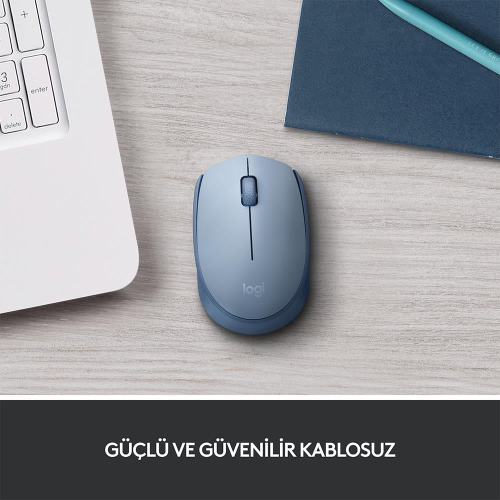 LOGITECH 910-006866, M171 BlueGrey, USB Nano 2,4G Kablosuz, 1000dpi, Optik, 3 Tuşlu, 12ay Pil Ömrü, Mouse