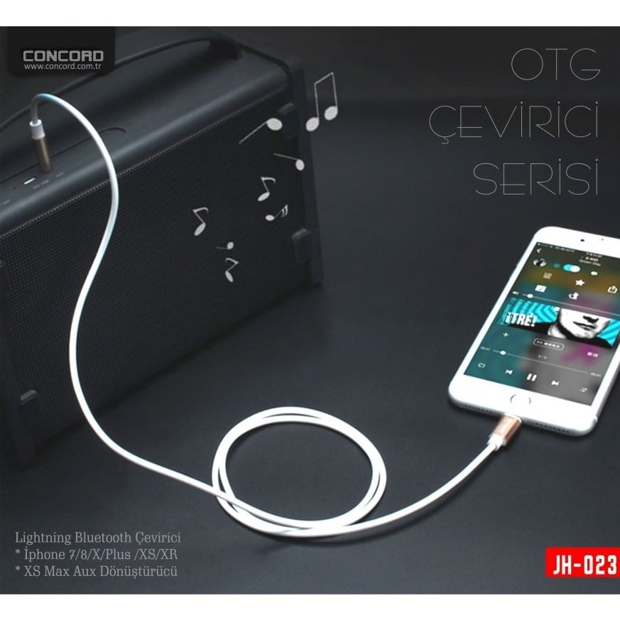 İphone Aux kablosu (Tak Çalıştır) 1Metre Çevirici OTG JH-023