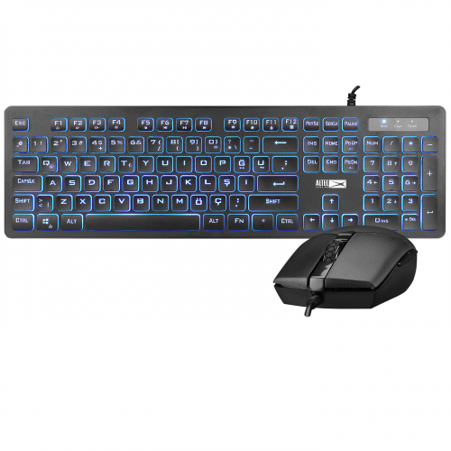 Altec Lansing ALGC8264, Siyah, 3 Renk Işıklı, USB Kablolu, Multimedya Fonksiyonlu, Gaming Klavye+Mouse Set